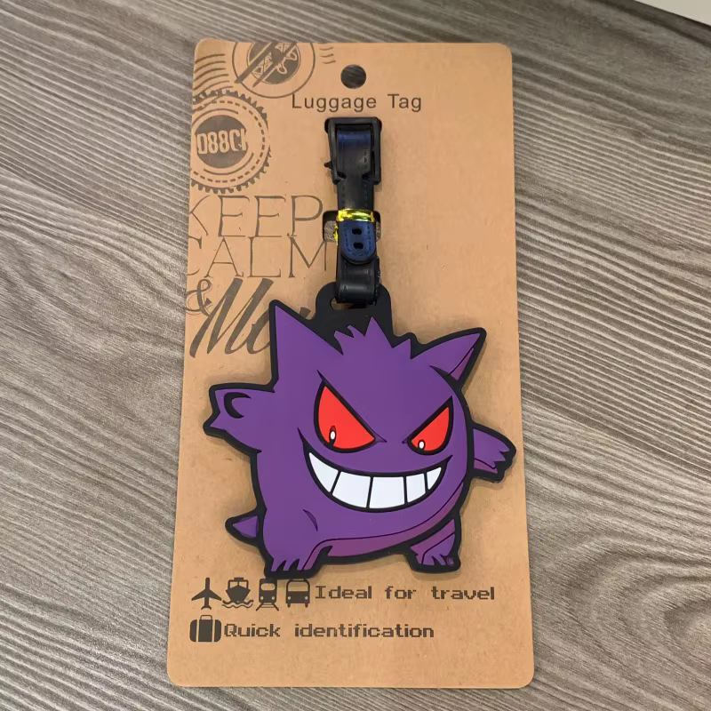 Étiquette de bagage en cuir PVC Pokémon, identification de valise, porte-nom et adresse, accessoires