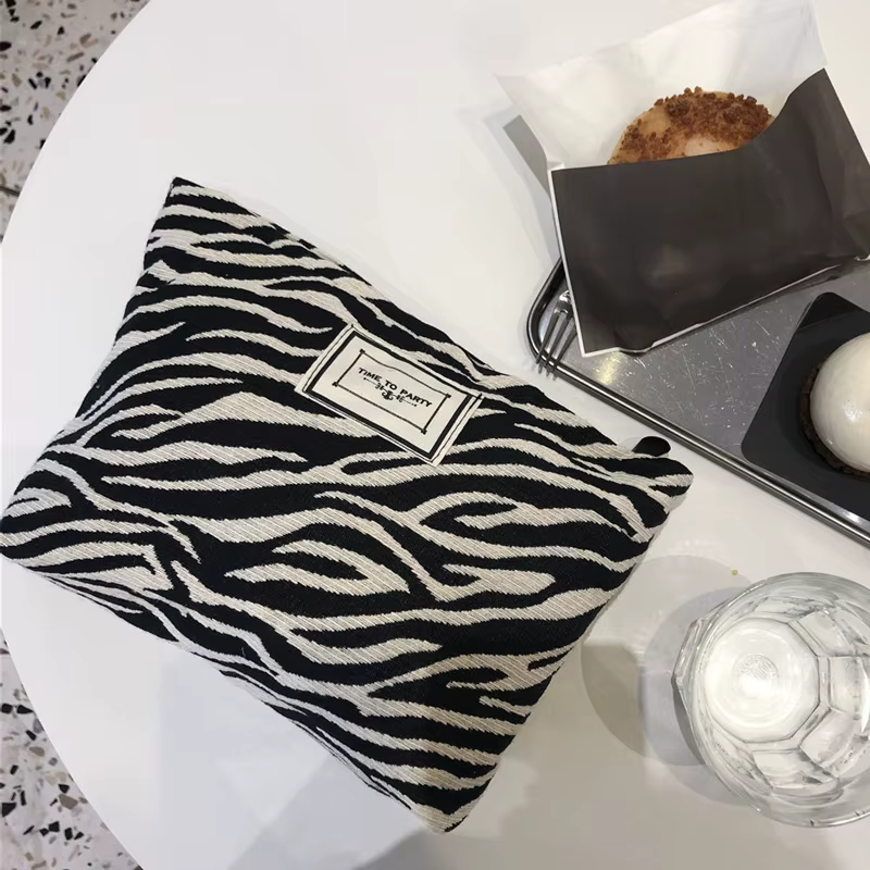 Sac cosmétique imprimé léopard rétro pour femme, velours côtelé, poudres cosmétiques de voyage, gran