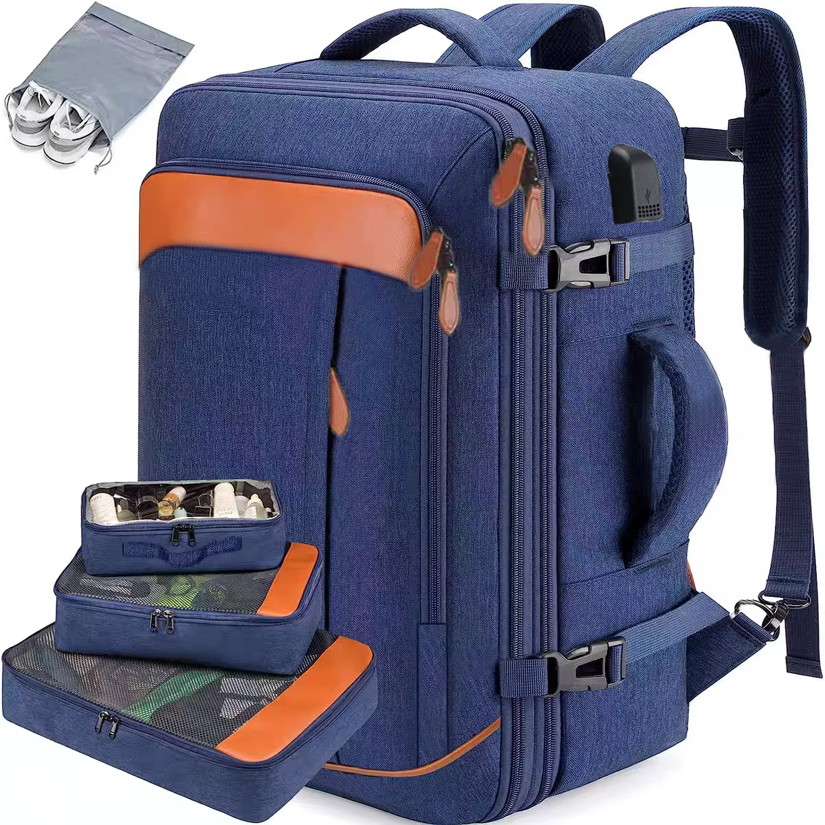 Grande valise extensible de voyage de grande capacité sacs à dos avec 4 Cubes d'emballage sac à dos 