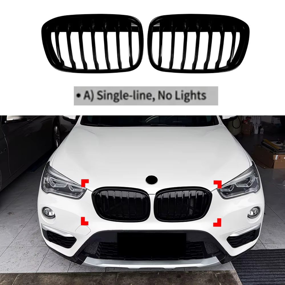 Nouveau pour BMW X1 F48 F49 2015-2019 : Calandre centrale LED avec/sans feux, à barres simples/doubl