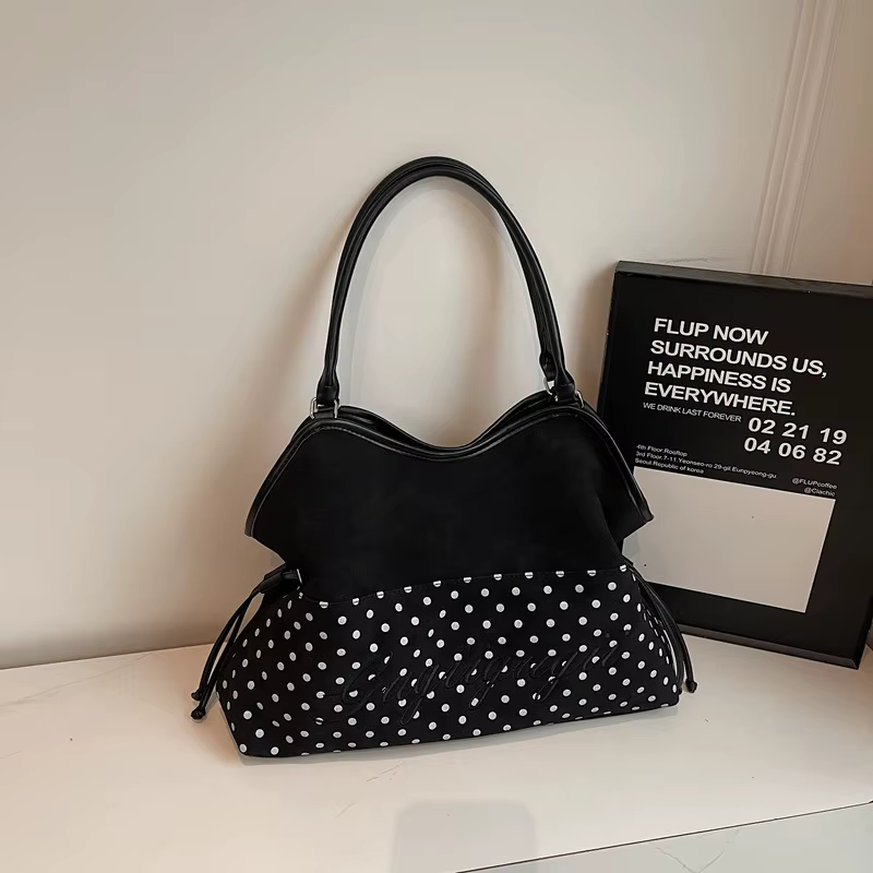 Sacs fourre-tout pour femmes, mode Y2K, sac à main à pois mignon, sac à bandoulière coréen décontrac