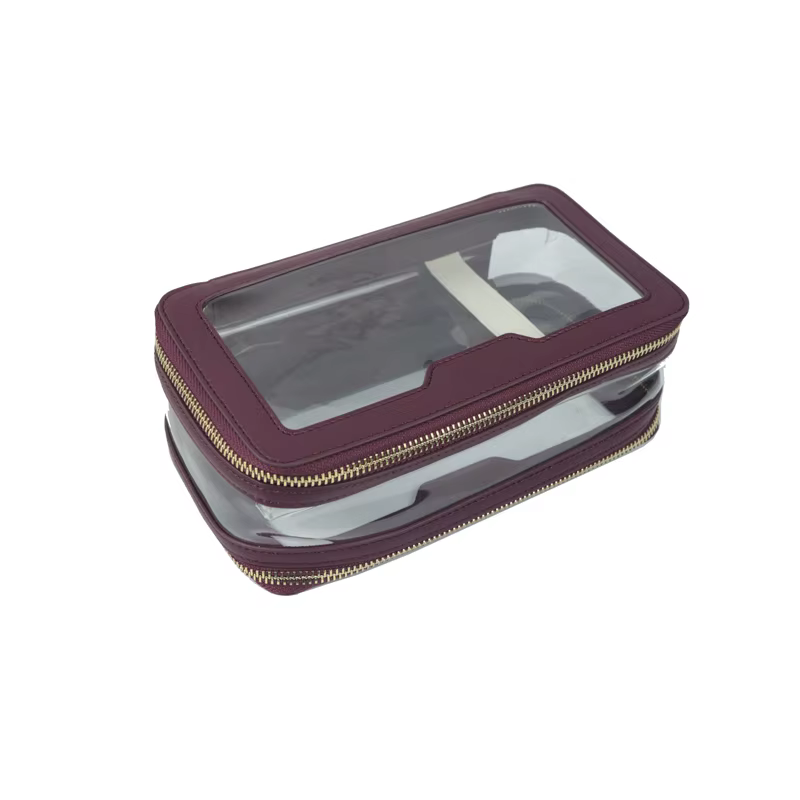 Sac de lavage portable de voyage étanche en TPU Transparent, sac de rangement en cuir véritable, sac