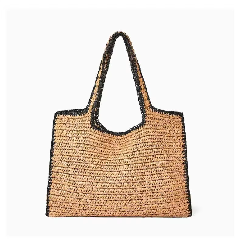 Sacs fourre-tout de plage pour femmes, sac à main et bourses de luxe de styliste, tissage de paille,