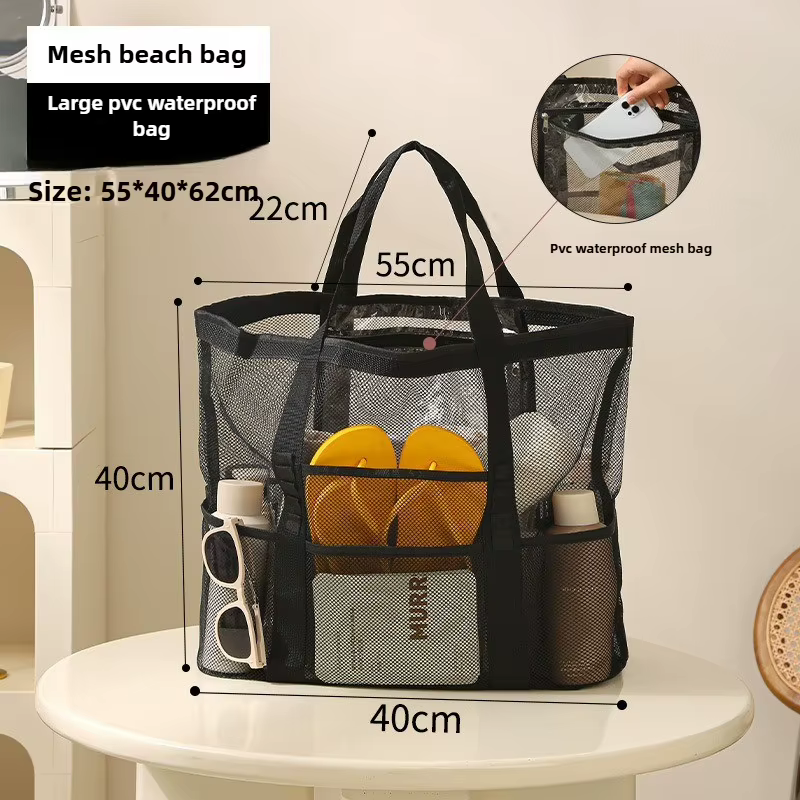 Sac de lavage de plage en maille surdimensionné 1 pièce, sac de rangement de grande capacité, sac fo