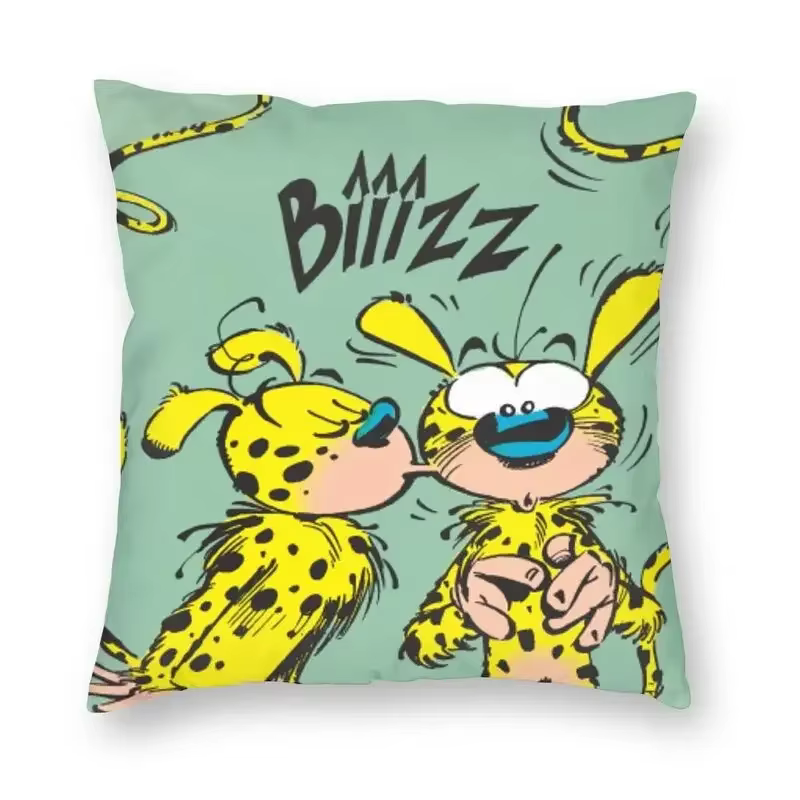 Juste de coussin Marsupilami pour canapé double face, impression de dessin animé, personnages d'anim
