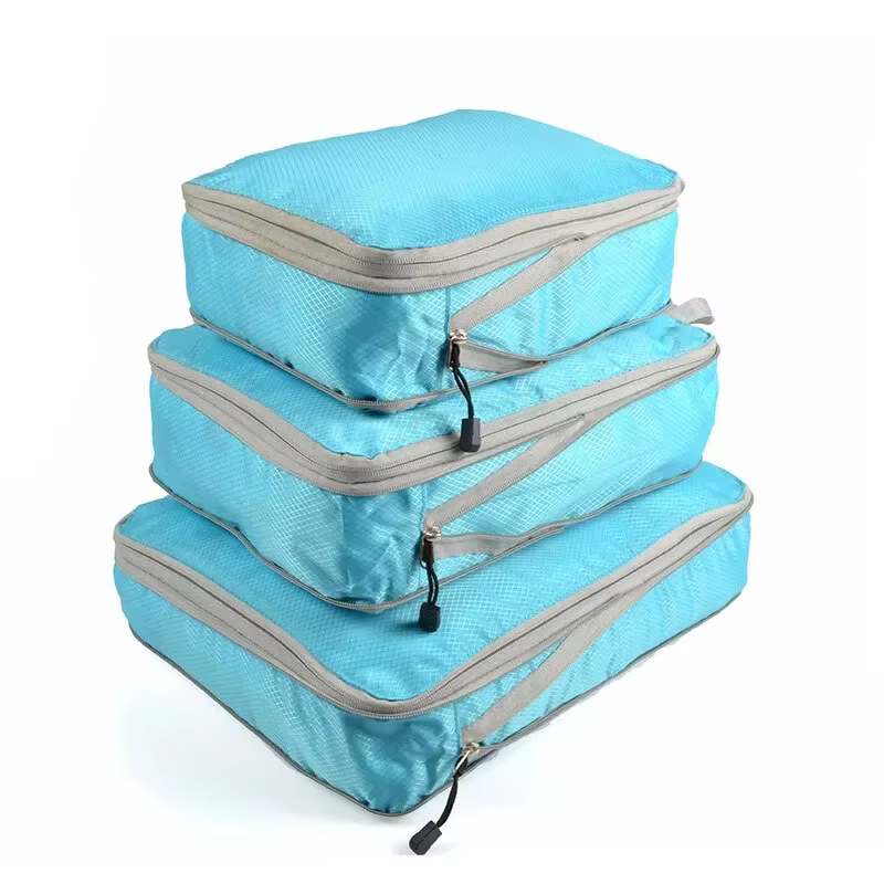 Sac de rangement de voyage compressible noir/bleu/gris, sac de rangement Portable de grande capacité