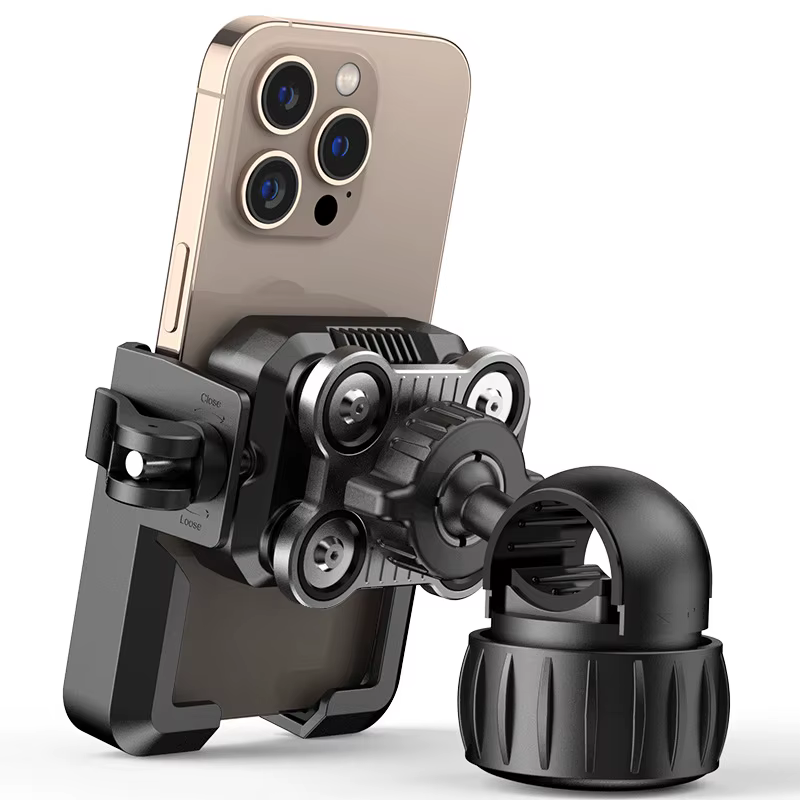 Support universel pour téléphone de moto avec amortisseur de vibrations, support de guidon réglable 