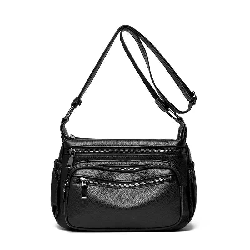 Sac à bandoulière multi-poches en cuir de vache pour femmes, sac à bandoulière Simple et polyvalent 