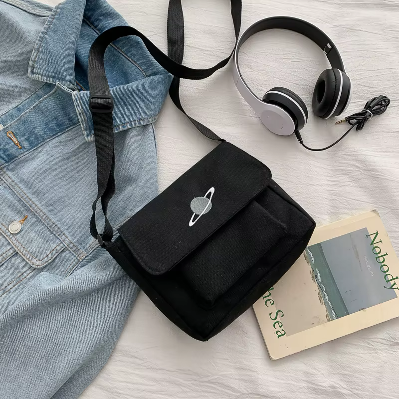 Collage décontracté étudiant Sac de messager femmes petit Sac toile Sac à bandoulière pour femmes im