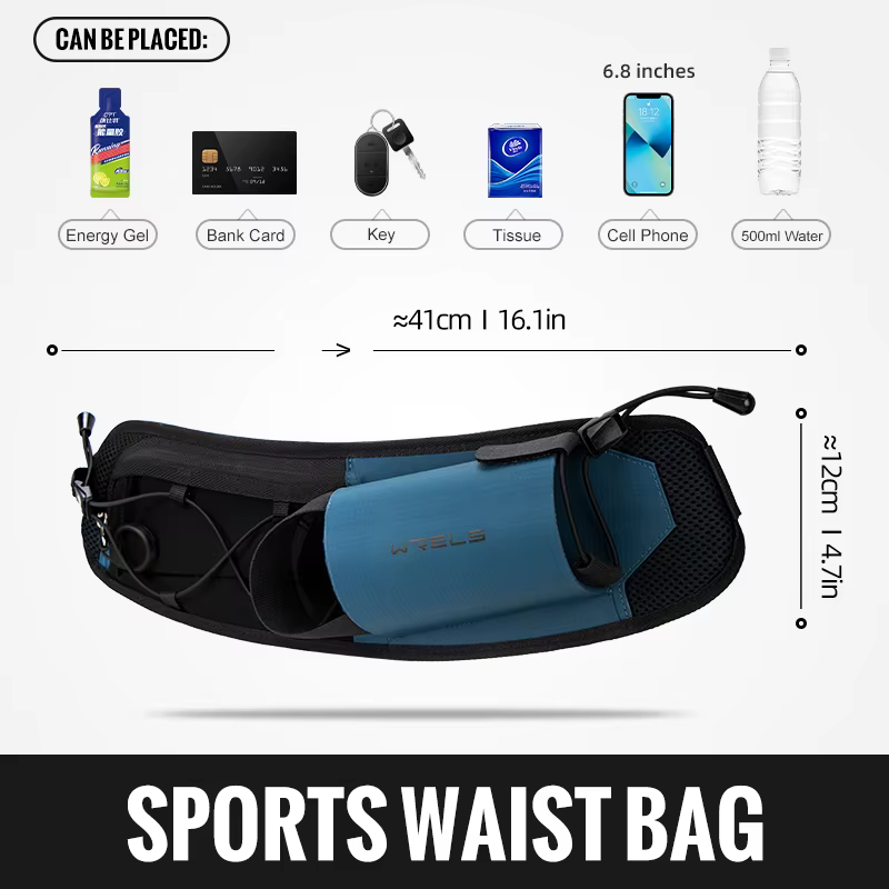 WRELS Sac de course pour homme, sac banane pour marathon et trail, avec compartiment pour téléphone