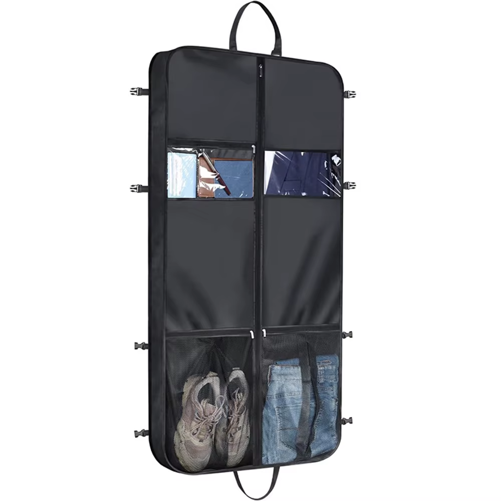 Housse de vêtement pliable 50 pouces pour voyage, sac à costume avec plusieurs poches, housse de tra