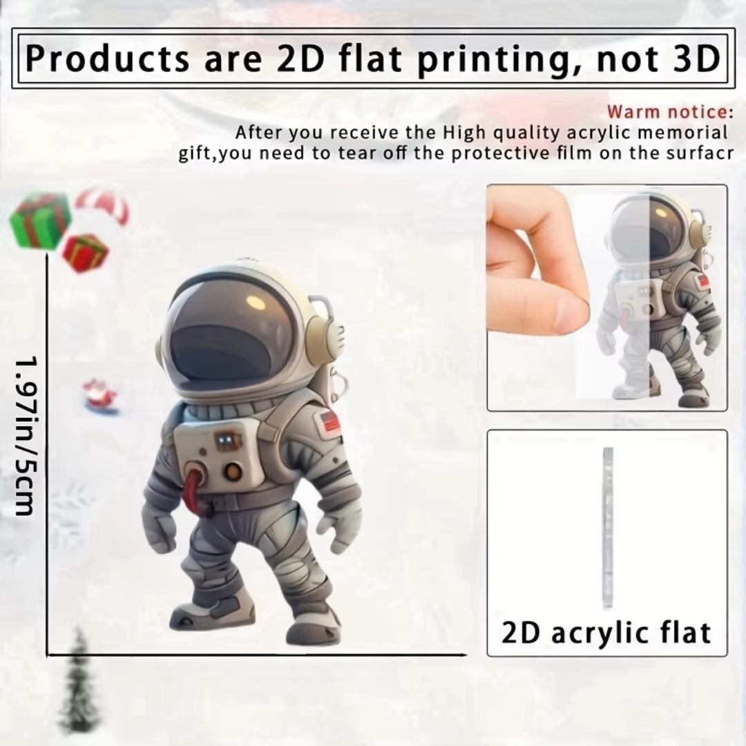 Porte-clés pendentif polyvalent d'astronaute Chic, breloque d'ornement plat en acrylique sur le thèm
