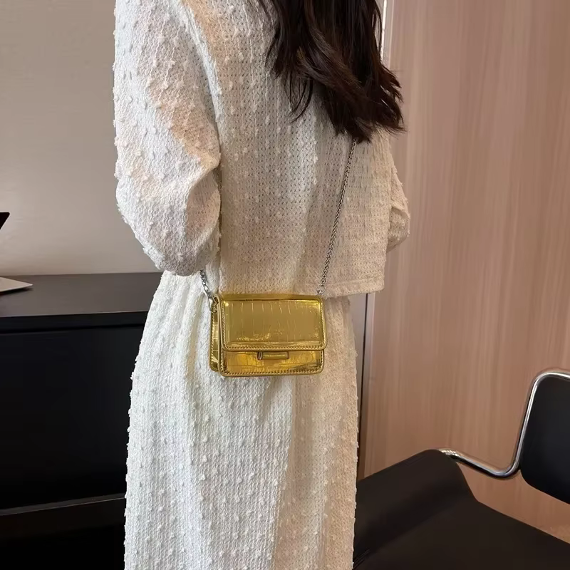 Sac à bandoulière Vintage argenté Chic pour femmes, petits sacs à bandoulière de luxe de styliste, m