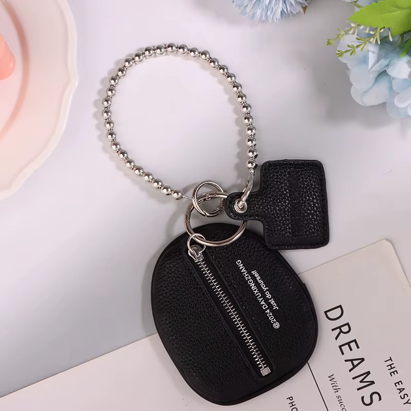 Accessoires de sac tendance en cuir PU noir texturé, porte-clés, porte-monnaie, breloque, cadeau