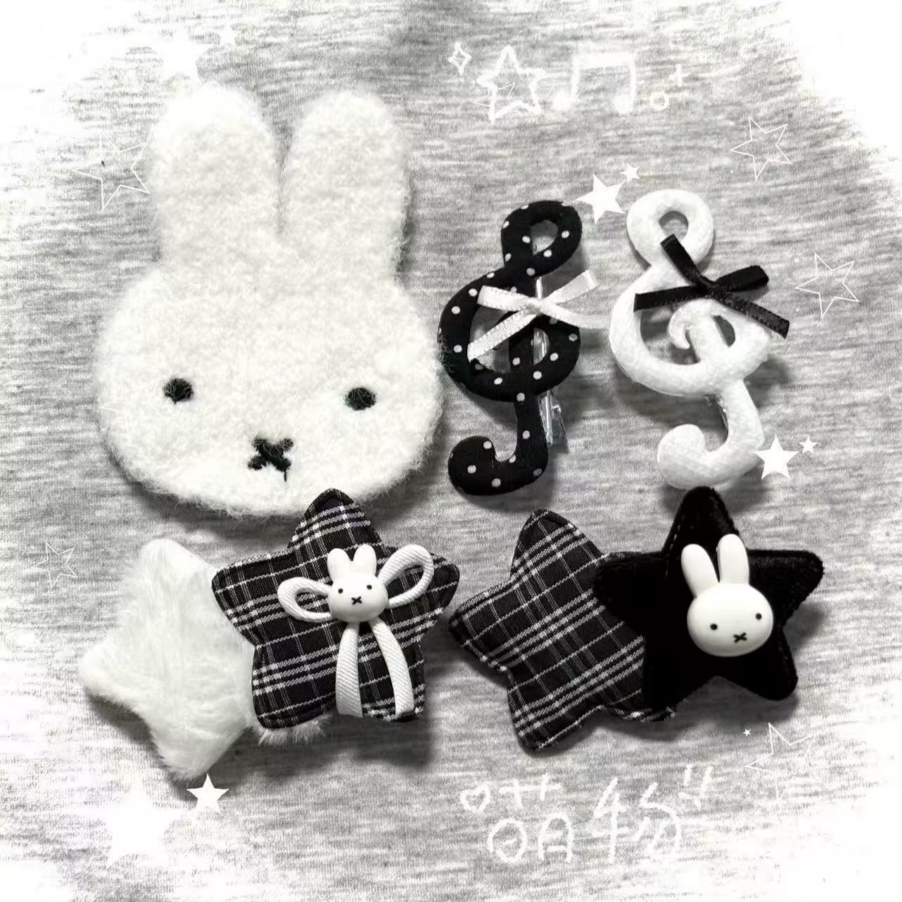 Lot de 5 pinces à cheveux Miffy, pinces BB mignonnes pour franges latérales, ensemble d'accessoires