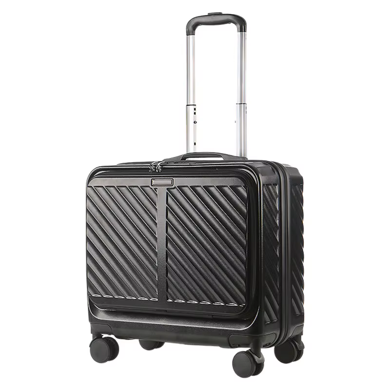 Bagage à main de 18 pouces à ouverture frontale, valise légère et compacte à coque rigide avec chari