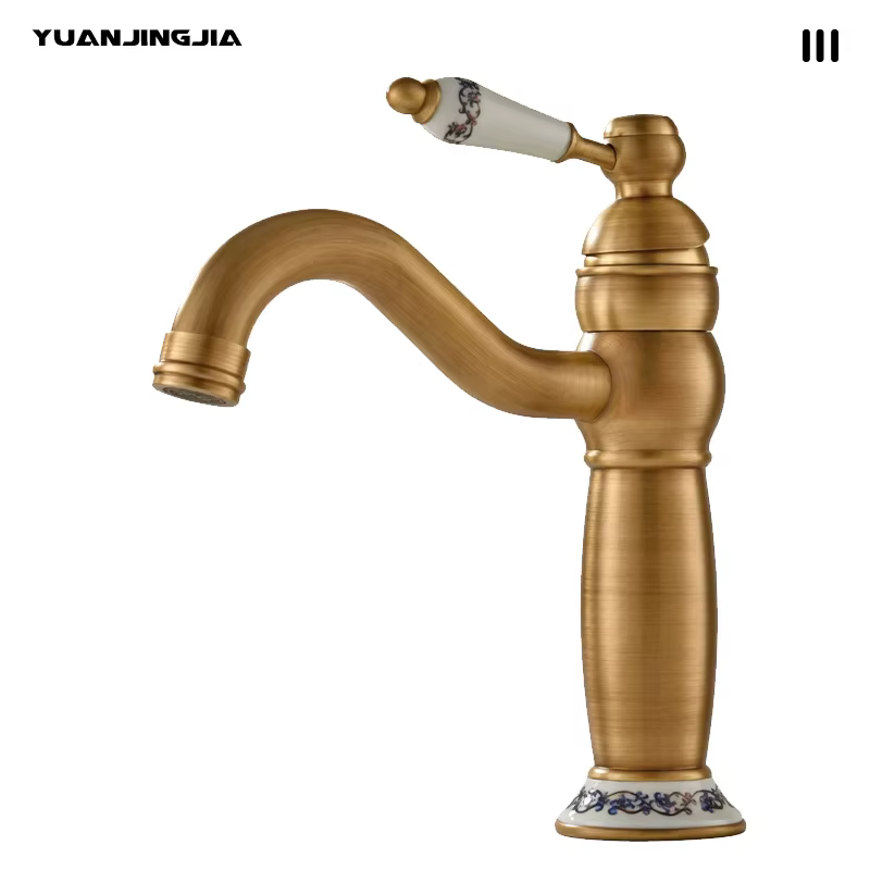 Robinet de lavabo vintage français en laiton pour salles de bain domestiques – Robinet monocommande 