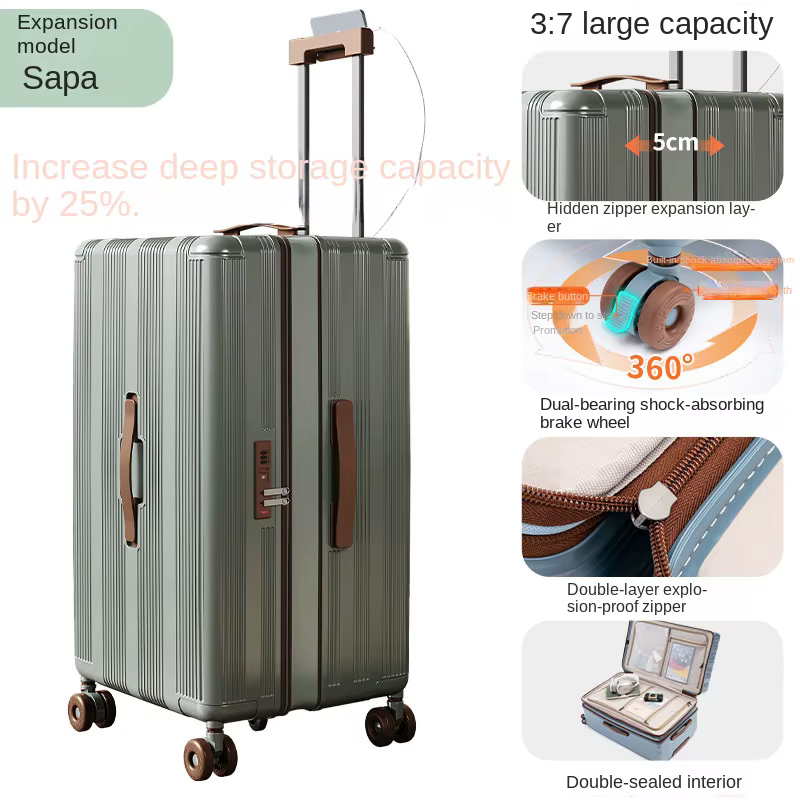Nouvelle valise extensible 2026 de 30 pouces, grande capacité, rangement profond, matériau PC, compa