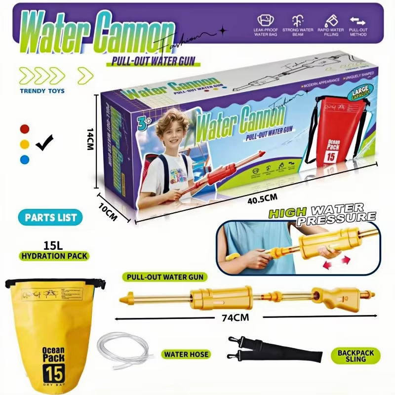 Pistolet à eau manuel à pompe de 15 L grande capacité, type sac à dos, pour enfants et adultes, joue