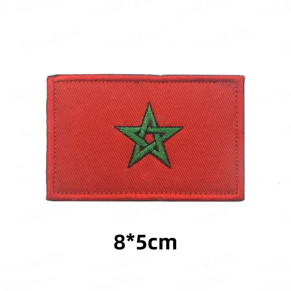 Autocollants de brassard à crochet et boucle, drapeau marocain, patchs brodés pour vêtements, sac à