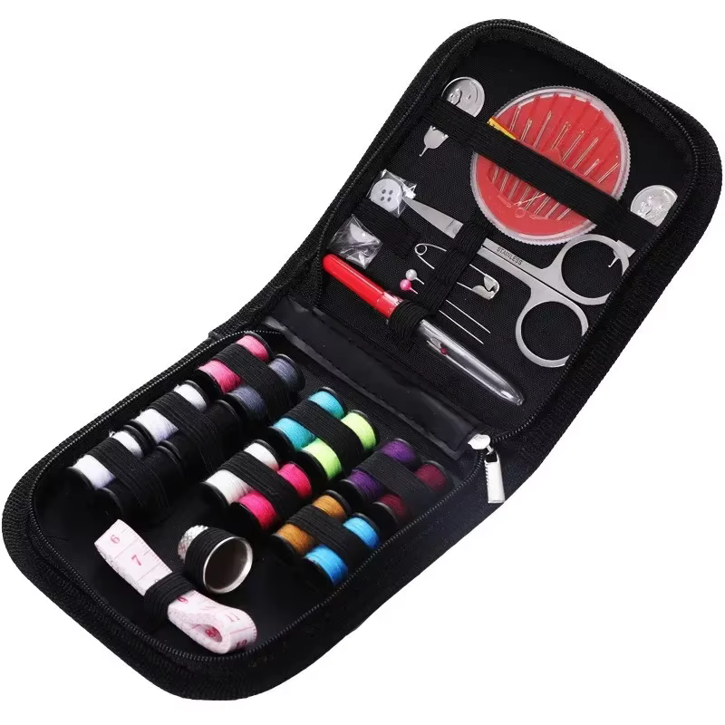 Ensemble de 27 Kit de couture comprenant une mesure de fil d'aiguille, ciseaux, enfile-aiguille, acc