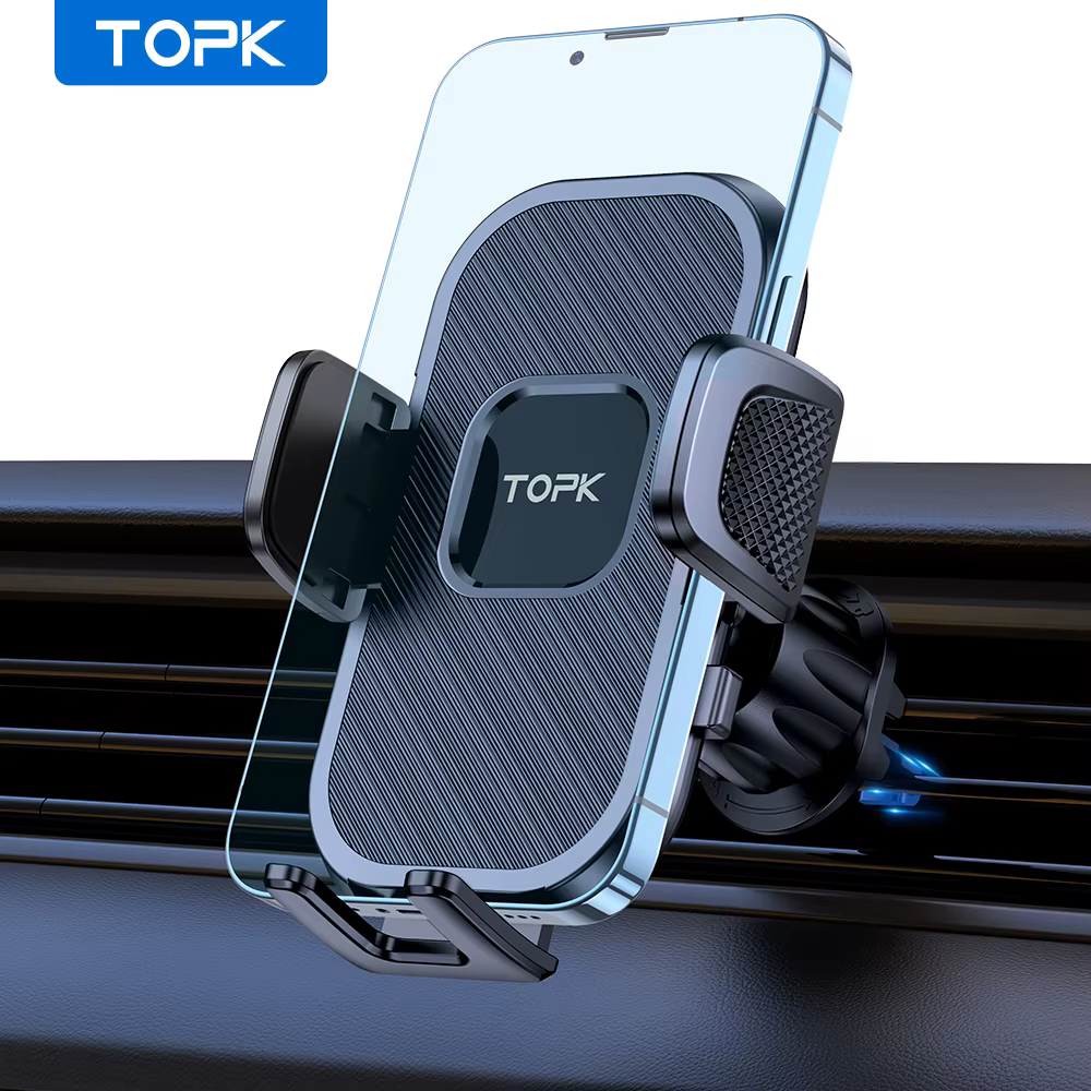 TOPK Support de téléphone de voiture Support à ventouse pour grille d'aération pour iPhone Xiaomi Sa