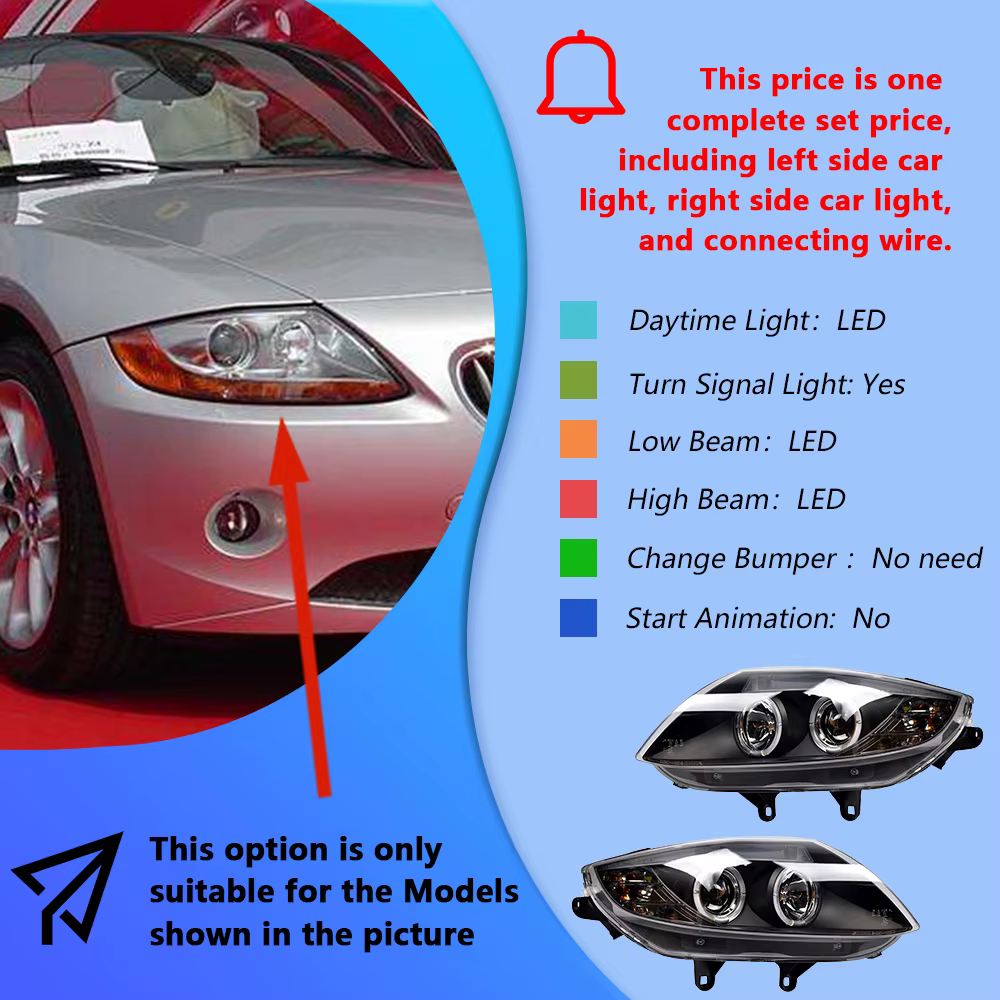 Phares automobiles pour BMW Z4 E85 2003 – 2008, ensemble de phares avant de voiture LED, mise à nive