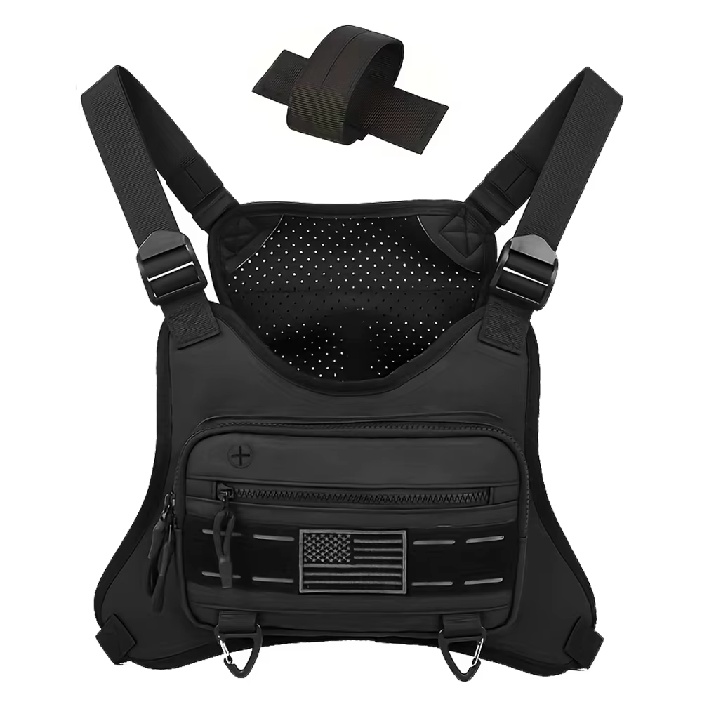Sac de gilet de course tactique avec étui pour pistolet, sac de poitrine antivol pour Sports de plei