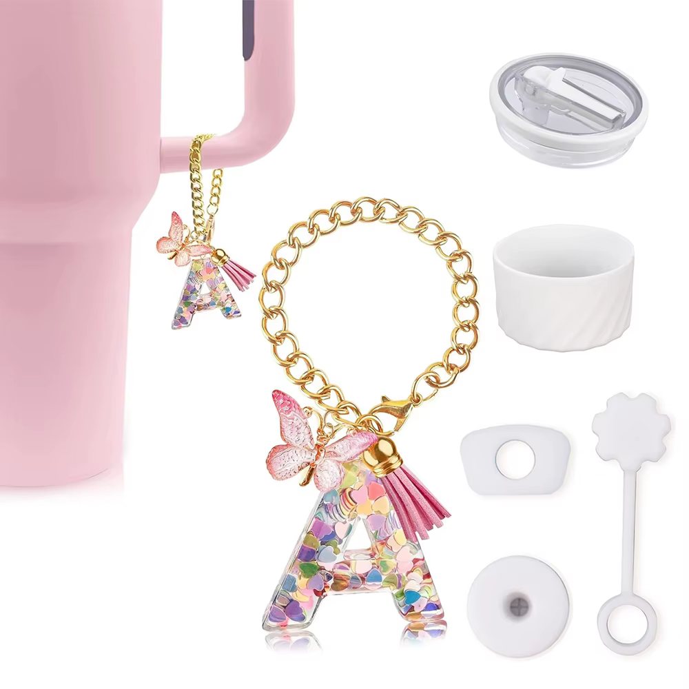Ensemble d'accessoires de tasse pour Stanley Cup 40oz, décorations initiales de gobelet, comprenant 