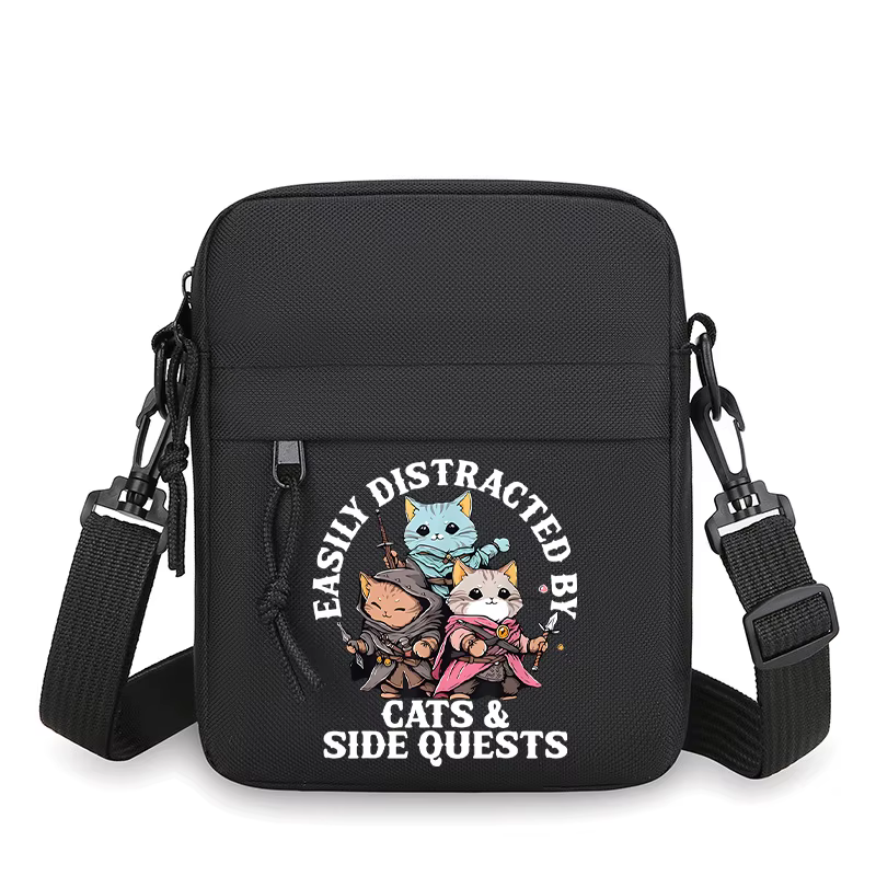 Sac à bandoulière pour homme style japonais vintage motif chat, petit sac bandoulière mode homme, mi