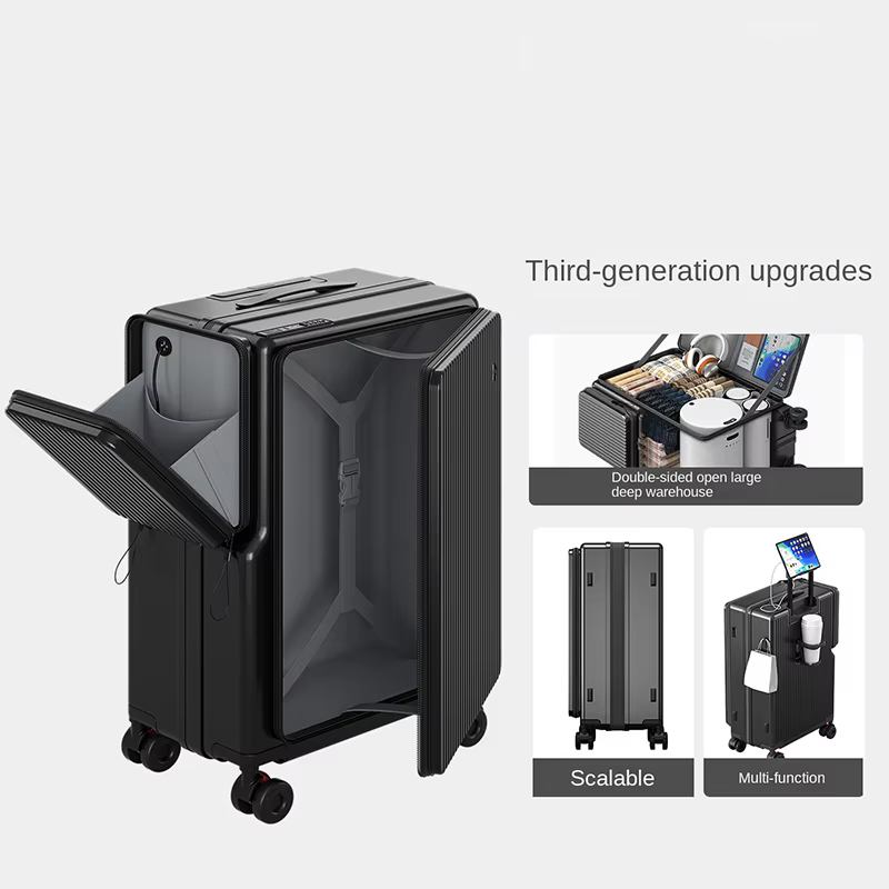 Nouvelle valise de voyage à double ouverture 20 pouces, valise cabine extensible multifonctionnelle,