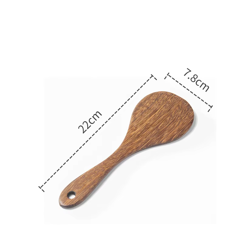 Ensemble d'ustensiles de cuisine antiadhésifs, avec manche en bois, cuillère à soupe, spatule, cuill