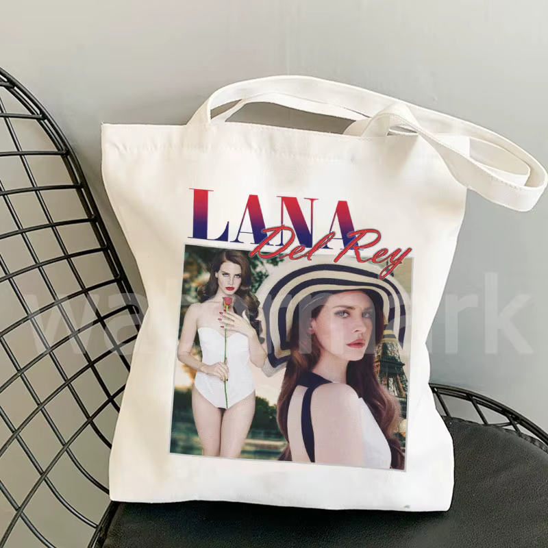 Lana Del Rey-Sac à provisions en toile tissée, sac à main réutilisable, sac à provisions, sac à main