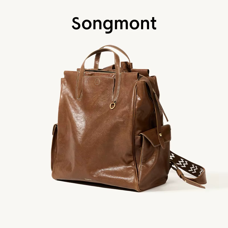 Songmont Trail Series Grand sac à bandoulière en cuir tanné végétal vintage sans genre Sac d'ordinat