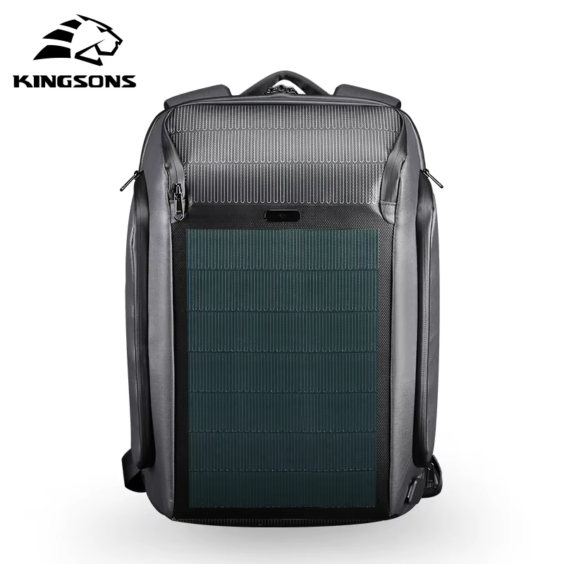 Kingsons-Sac à dos à faisceau avec panneau solaire et chargeur USB pour homme, antivol, étanche, sac