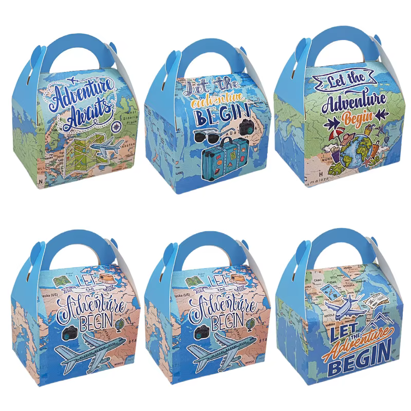 Mini valise de voyage avec poignée, boîte-cadeau de bonbons, boîtes d'emballage de faveur de carte d
