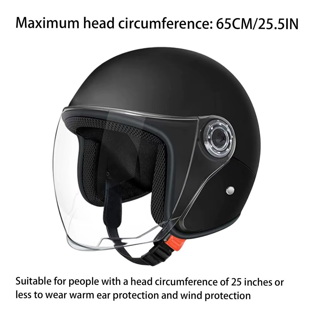Grand casque de moto demi-visage, équipement de protection avec visière pour femmes et hommes, avent