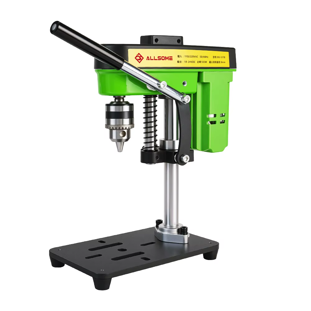Mini perceuse de table avec lampe de travail et moteur 775, perceuse d'établi pour le travail du boi