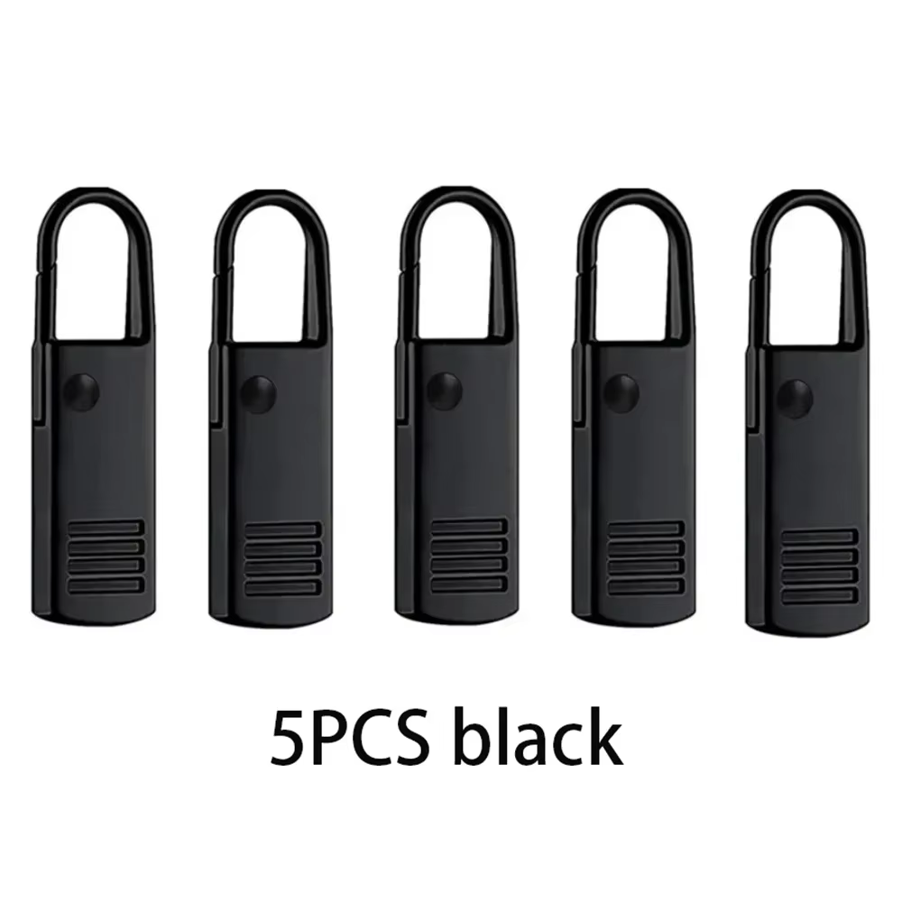 Lot de 5 tirettes de fermeture éclair noires détachables, kit de réparation pour jeans, sacs à dos, 