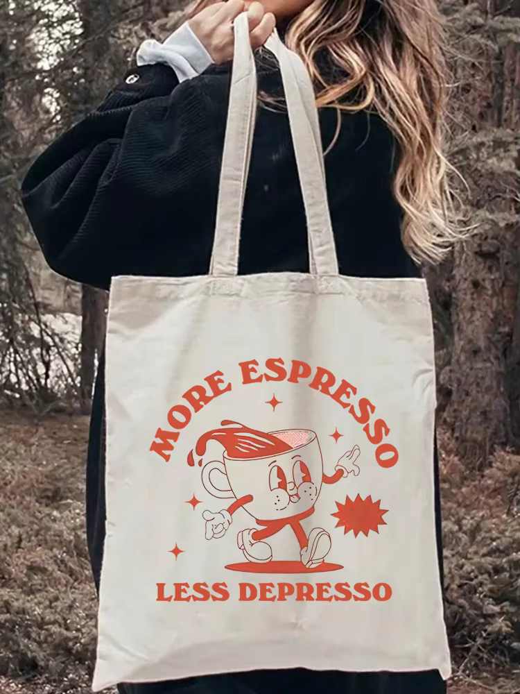 Sac fourre-tout en toile graphique rétro plus expresso, 1 pièce, sac de Shopping, sac d'art de Style