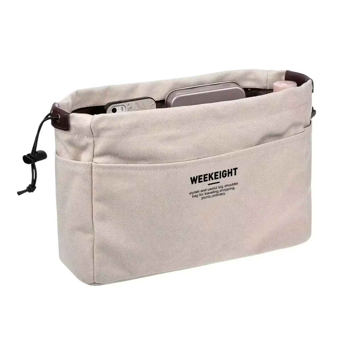 Sac de rangement pour cosmétiques en toile blanc cassé, pochette imperméable, accessoire de voyage m