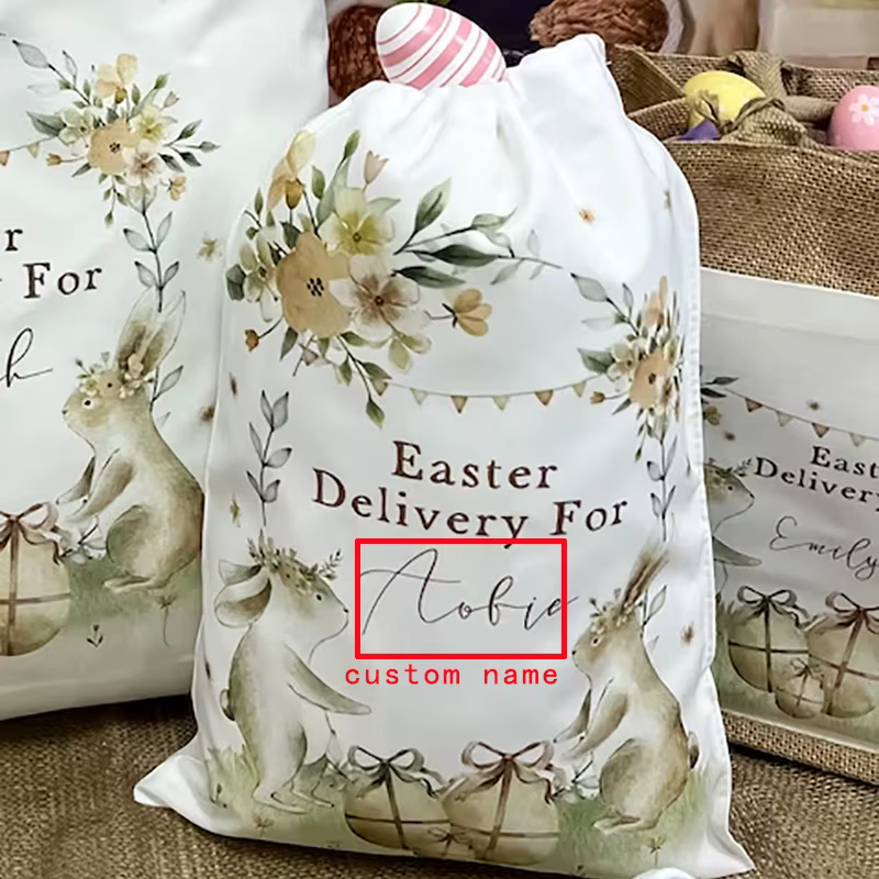 Sac de Pâques lapin personnalisé pour enfants, panier d'overdose René, décoration de jeu de fête de