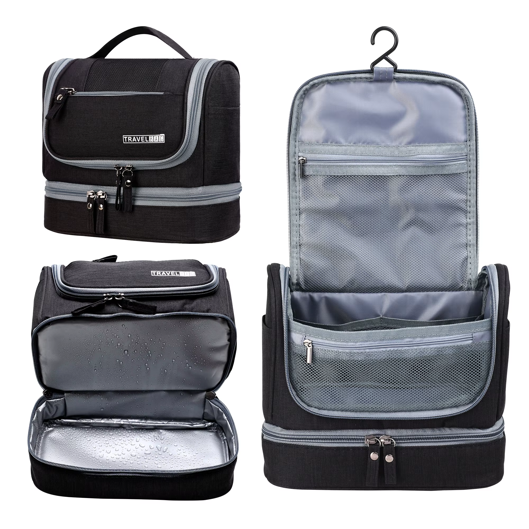 Nouvelle trousse de toilette portable avec crochet de suspension, sac de maquillage pour homme, orga