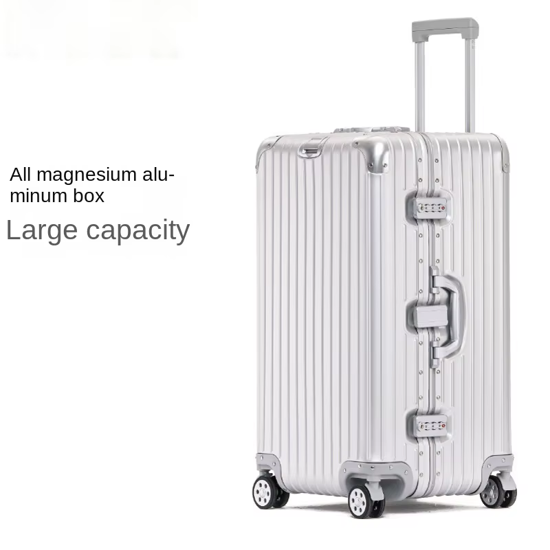 Valise en alliage d'aluminium et de magnésium 100%, bagage métallique Extra Large, grande capacité, 