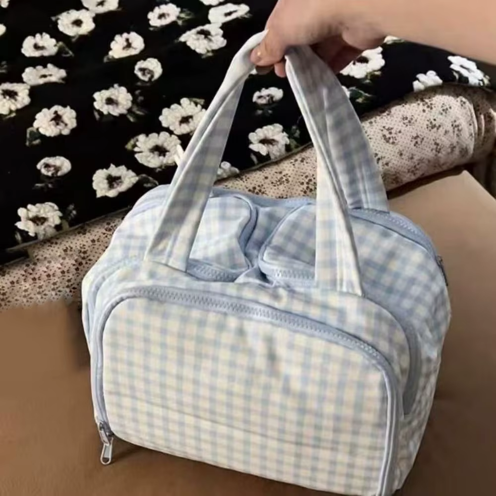 Sac à cosmétiques multi-poches avec fermeture éclair, poignée confortable, trousse de toilette de vo
