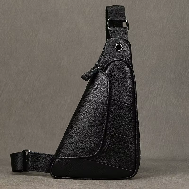 Luufan-Sac de poitrine en cuir véritable pour homme, sac à bandoulière, sac à dos à bandoulière, sac
