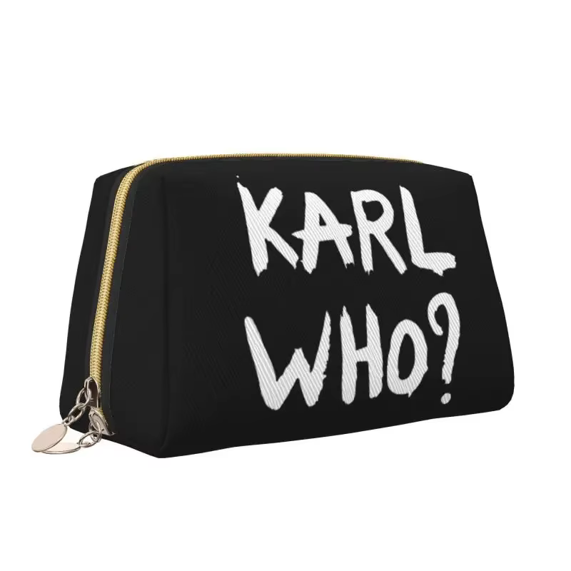 Karl Who – trousse de maquillage en cuir imprimé, pochette de rangement de voyage pliable et étanche