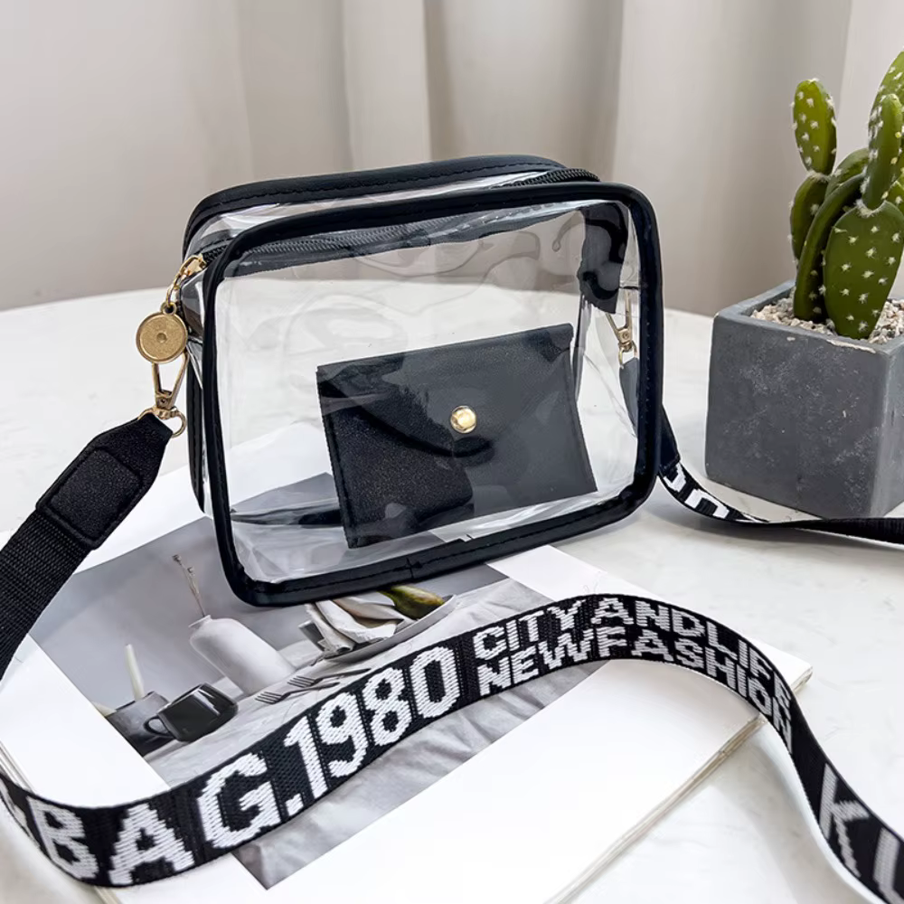 Sac à bandoulière transparent, couleur bonbon, sac enveloppe, sac en PVC, petit sac carré, grande ca