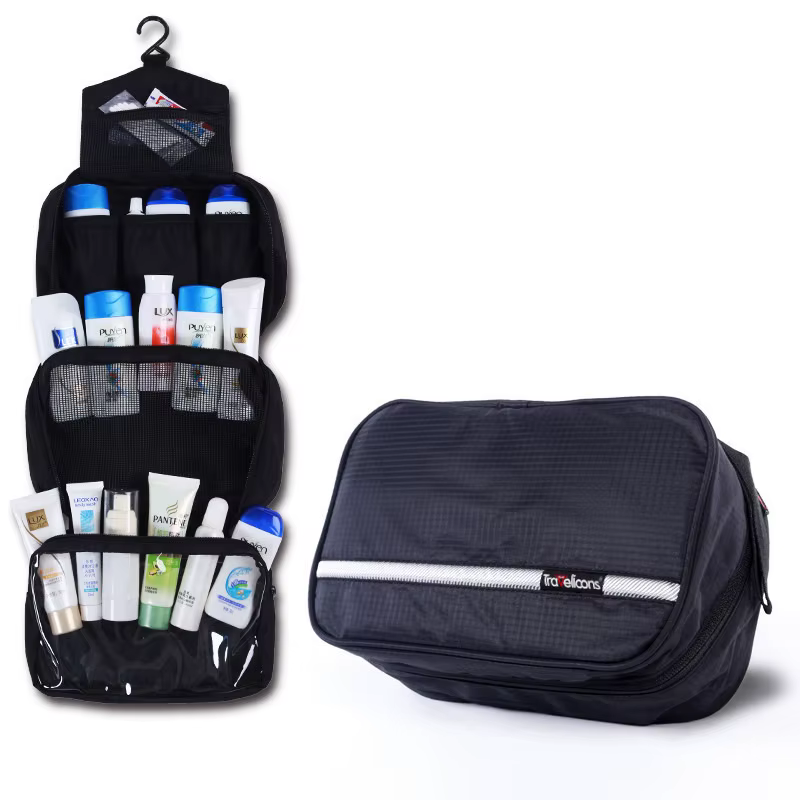 Sac de maquillage étanche à fermeture éclair pour hommes et femmes, trousse à cosmétiques, trousse d