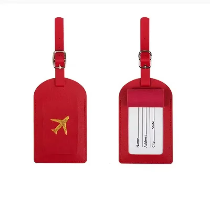 Étiquette de bagage en cuir estampé pour entreprise, étiquette d'adresse de valise, étui d'embarquem